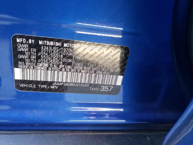 2019 MITSUBISHI OUTLANDER JA4AP3AU6KU015059