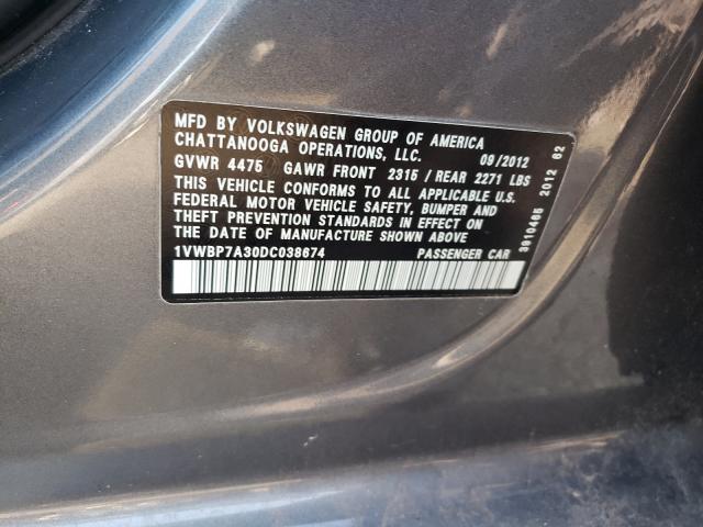 2013 VOLKSWAGEN PASSAT SE 1VWBP7A30DC038674