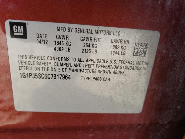 2012 CHEVROLET CRUZE ECO 1G1PJ5SC6C7317964