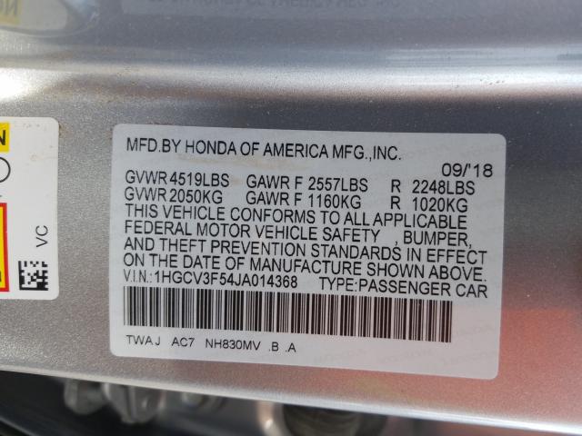 2018 HONDA ACCORD HYB 1HGCV3F54JA014368
