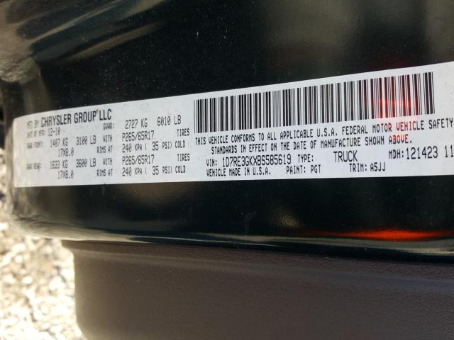 2011 DODGE DAKOTA SLT 1D7RE3GKXBS585619