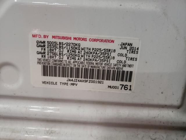 2015 MITSUBISHI OUTLANDER JA4JZ4AX9FZ001921