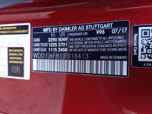2018 MERCEDES-BENZ E 400 WDD1J6FB1JF018413