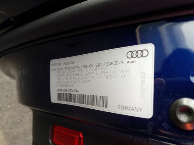 2019 AUDI A5 PREMIUM WAUENCF54KA040944