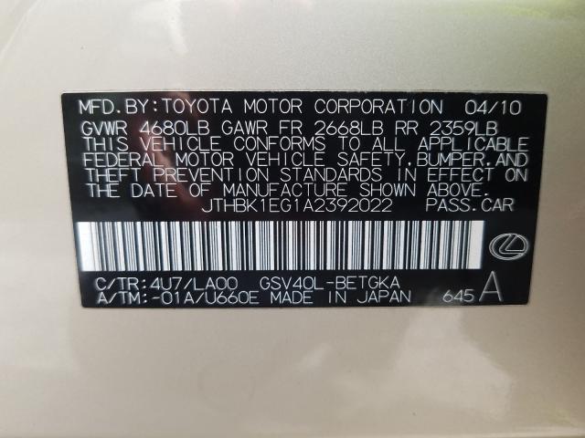 2010 LEXUS ES 350 JTHBK1EG1A2392022