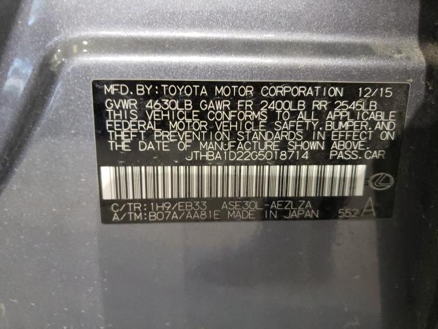 2016 LEXUS IS 200T JTHBA1D22G5018714