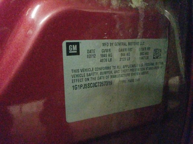 2012 CHEVROLET CRUZE ECO 1G1PJ5SC0C7267319