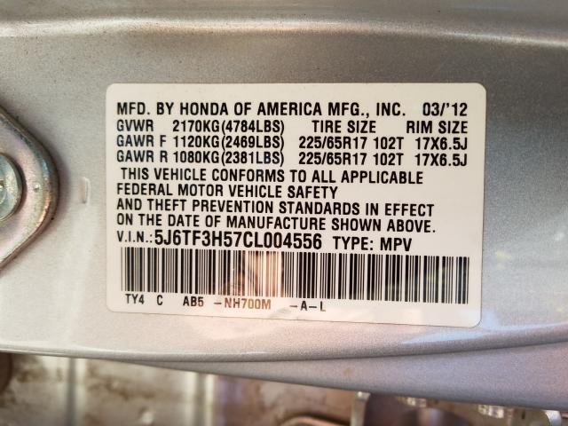2012 HONDA CROSSTOUR 5J6TF3H57CL004556