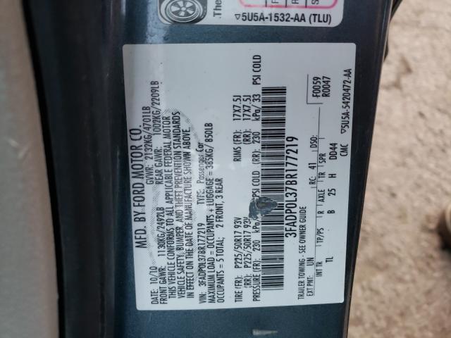 2011 FORD FUSION HYB 3FADP0L37BR177219