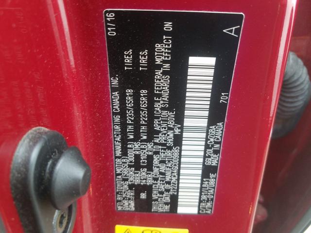 2016 LEXUS RX 350 2T2ZZMCA4GC009885
