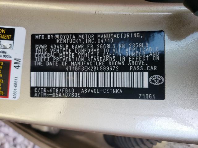 2011 TOYOTA CAMRY BASE 4T1BF3EK2BU599672