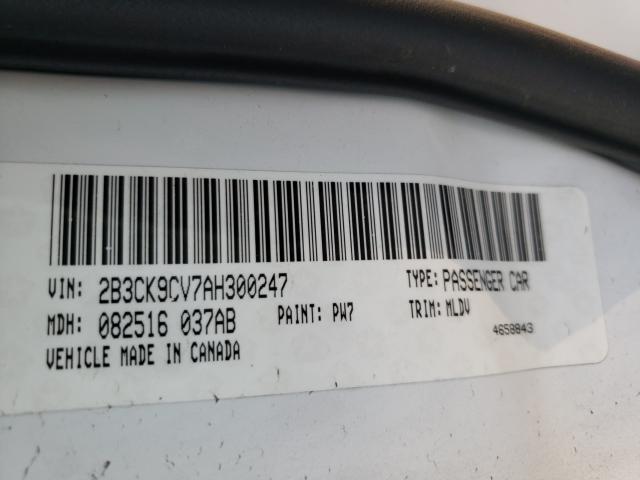 2010 DODGE CHARGER RA 2B3CK9CV7AH300247