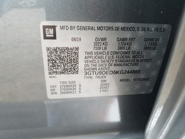 2019 GMC SIERRA K15 3GTU9DED5KG244865