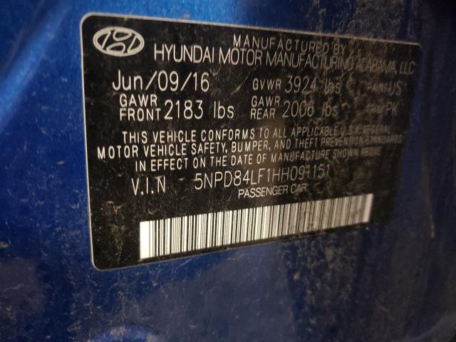 2017 HYUNDAI ELANTRA 5NPD84LF1HH091151