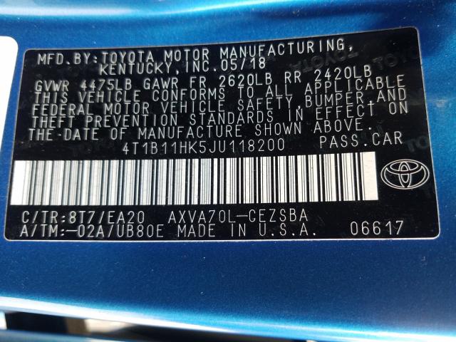 2018 TOYOTA CAMRY L - 4T1B11HK5JU118200