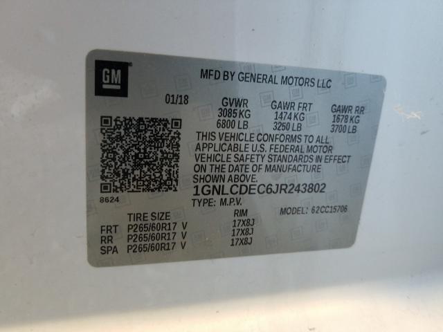 2018 CHEVROLET TAHOE POLI 1GNLCDEC6JR243802