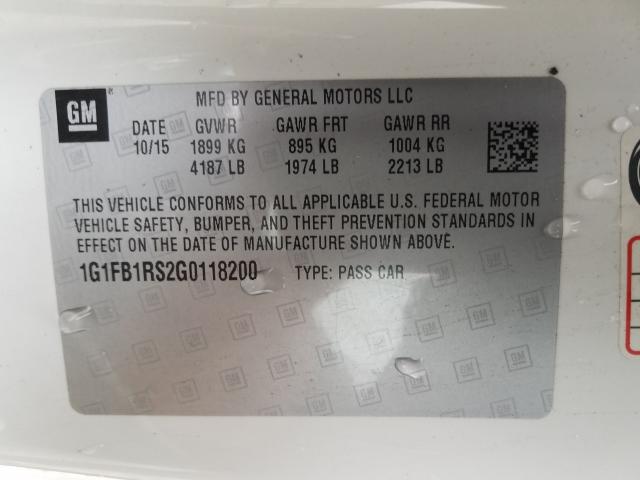 2016 CHEVROLET CAMARO LT 1G1FB1RS2G0118200