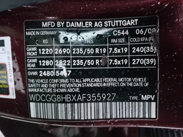 2010 MERCEDES-BENZ GLK 350 4M WDCGG8HBXAF355927