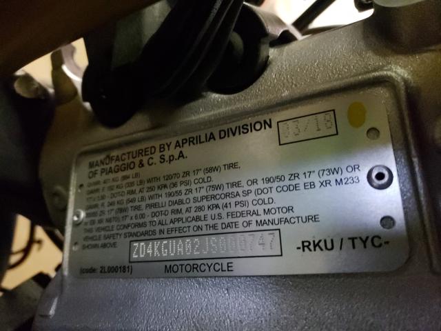 2018 APRILIA RSV4 FACRO ZD4KGUA02JS000747