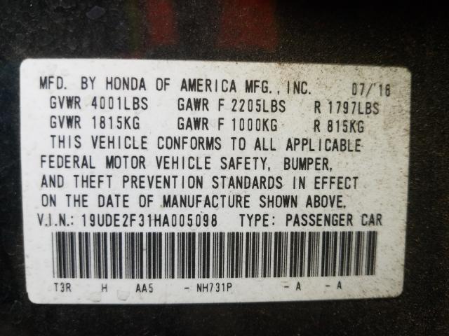 2017 ACURA ILX BASE W - 19UDE2F31HA005098