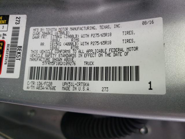 2016 TOYOTA TUNDRA DOU 5TFRM5F10GX109276