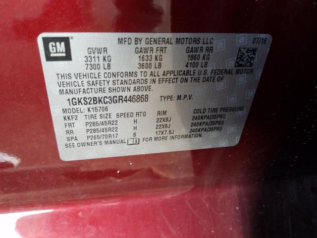 2016 GMC YUKON SLT 1GKS2BKC3GR446868