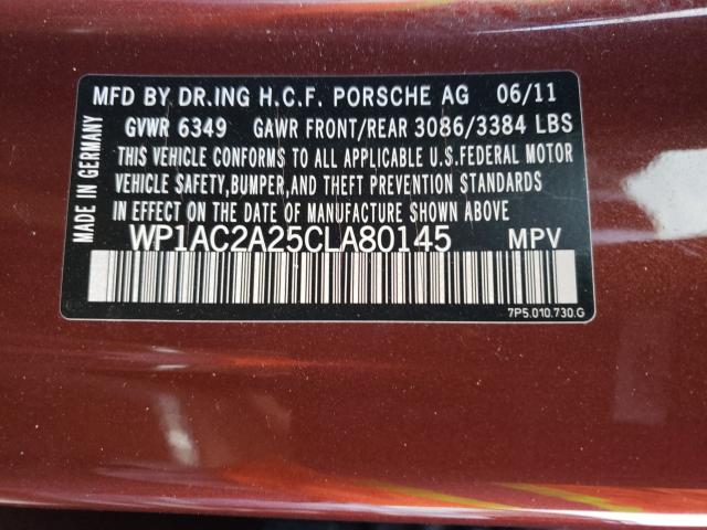 2012 PORSCHE CAYENNE TU WP1AC2A25CLA80145