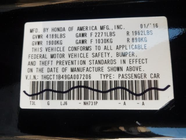 2016 HONDA ACCORD LX- 1HGCT1B49GA007206