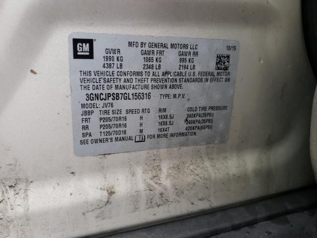 2016 CHEVROLET TRAX 1LT 3GNCJPSB7GL156316