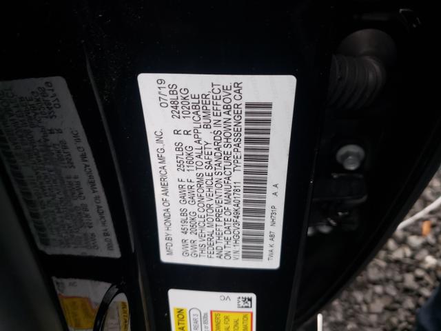 2019 HONDA ACCORD HYB 1HGCV3F49KA017811