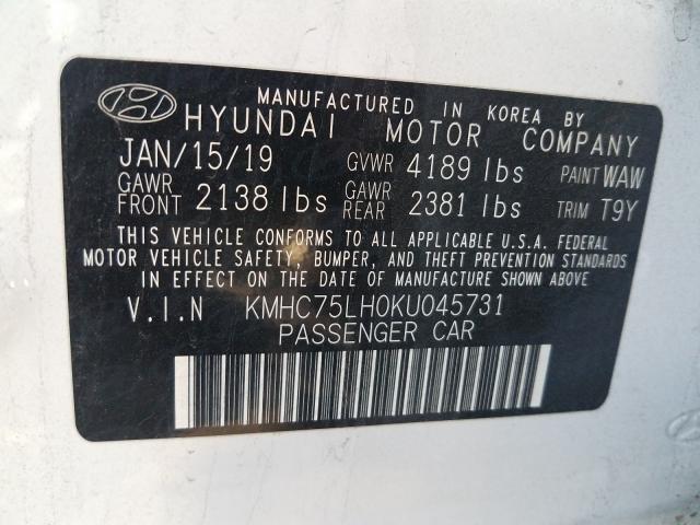 2019 HYUNDAI IONIQ KMHC75LH0KU045731