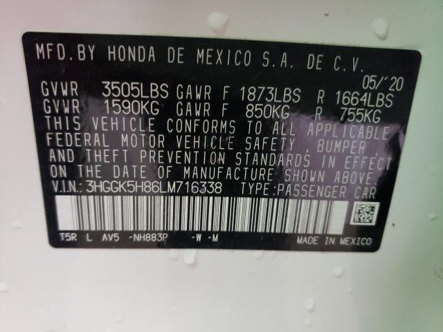 2020 HONDA FIT EX 3HGGK5H86LM716338