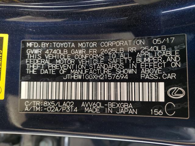 2017 LEXUS ES 300H JTHBW1GGXH2157694