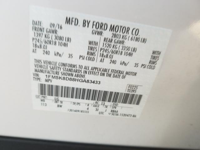 2017 FORD EXPLORER X 1FM5K8D88HGA83433