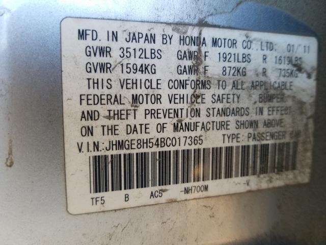 2011 HONDA FIT SPORT JHMGE8H54BC017365