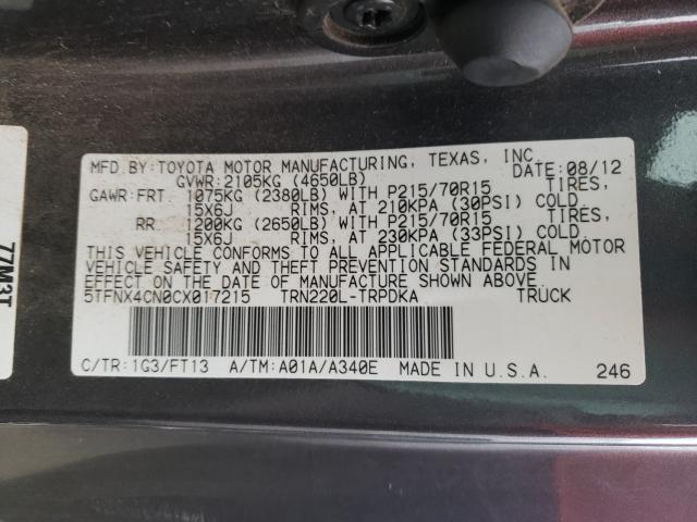 2012 TOYOTA TACOMA 5TFNX4CN0CX017215