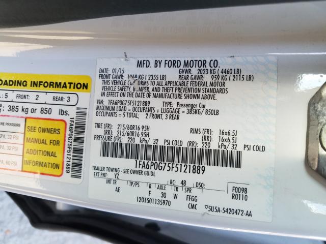 2015 FORD FUSION 1FA6P0G75F5121889