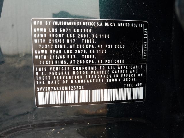 2019 VOLKSWAGEN TIGUAN SE 3VV2B7AX3KM123333
