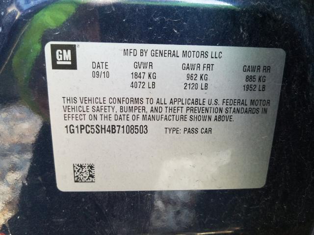 2011 CHEVROLET CRUZE LS 1G1PC5SH4B7108503