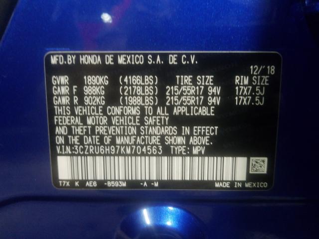 2019 HONDA HR-V TOURI 3CZRU6H97KM704563