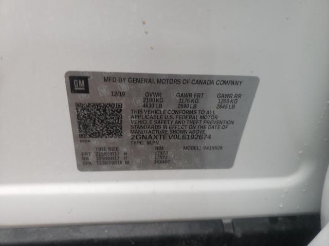 2020 CHEVROLET EQUINOX LT 2GNAXTEV0L6192674