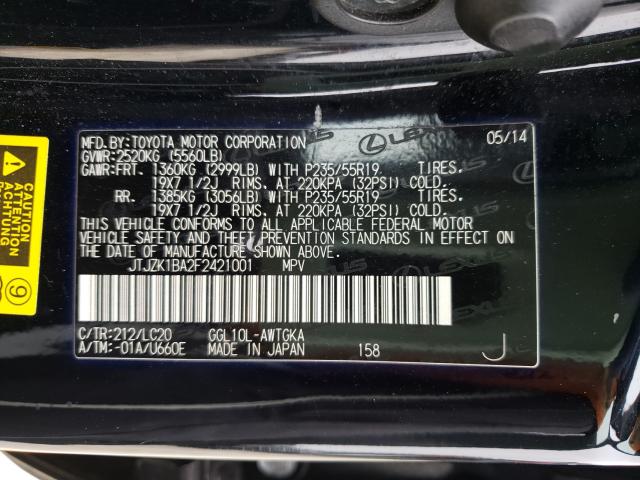 2015 LEXUS RX 350 JTJZK1BA2F2421001
