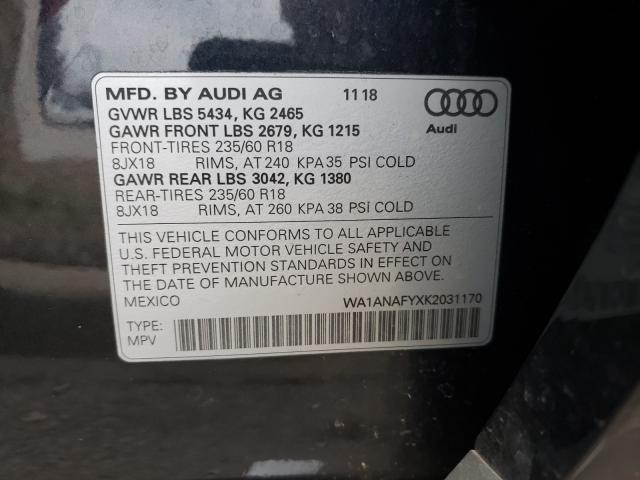 2019 AUDI Q5 PREMIUM WA1ANAFYXK2031170
