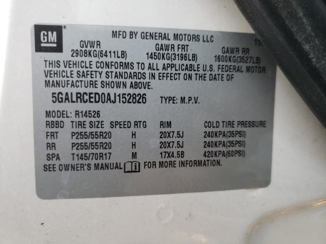 2010 BUICK ENCLAVE CX 5GALRCED0AJ152826