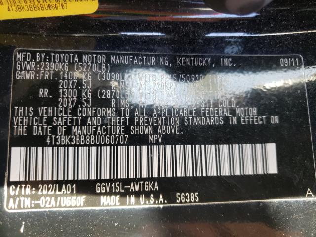 2011 TOYOTA VENZA 4T3BK3BB8BU060707