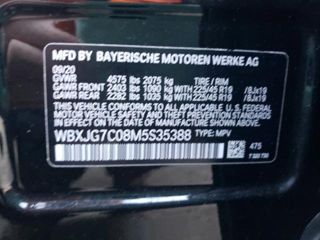 2021 BMW X1 SDRIVE2 WBXJG7C08M5S35388