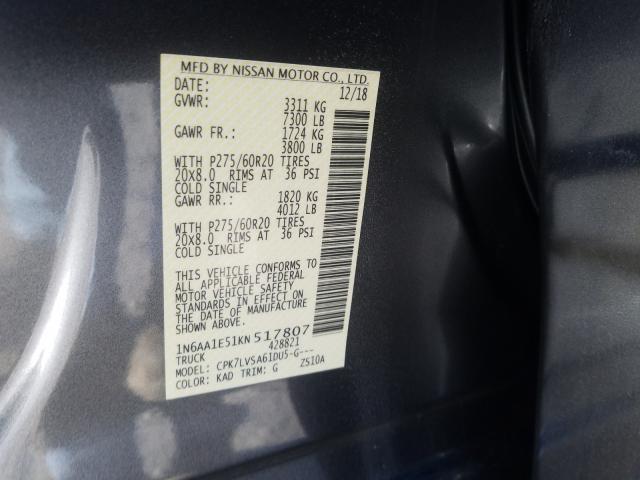 2019 NISSAN TITAN SV 1N6AA1E51KN517807