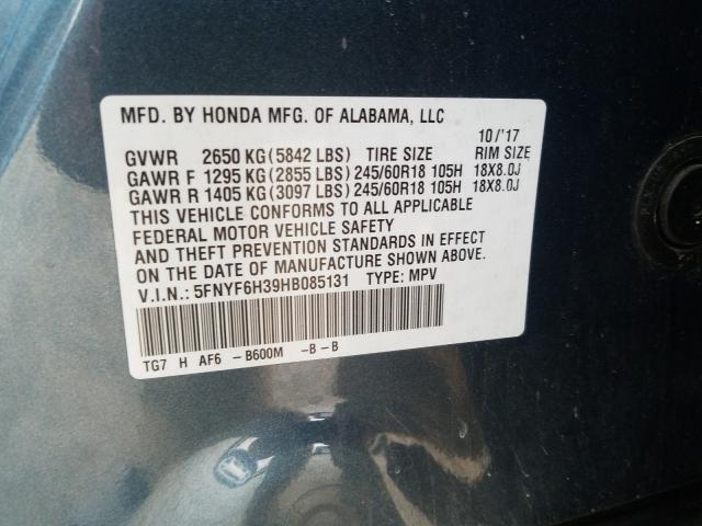 2017 HONDA PILOT EX 5FNYF6H39HB085131