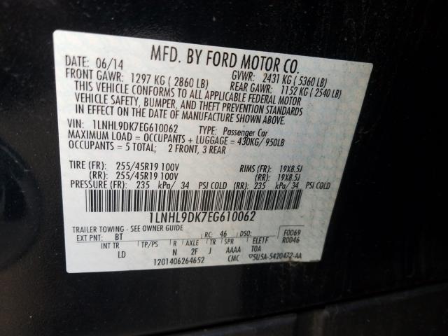 2014 LINCOLN MKS 1LNHL9DK7EG610062
