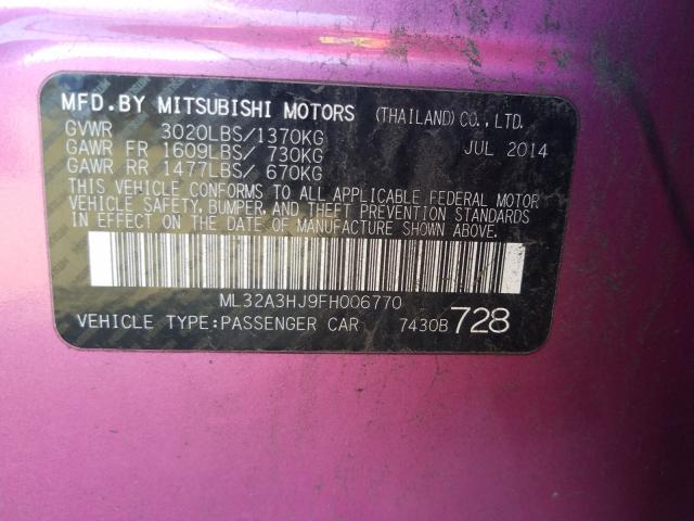 2015 MITSUBISHI MIRAGE DE ML32A3HJ9FH006770